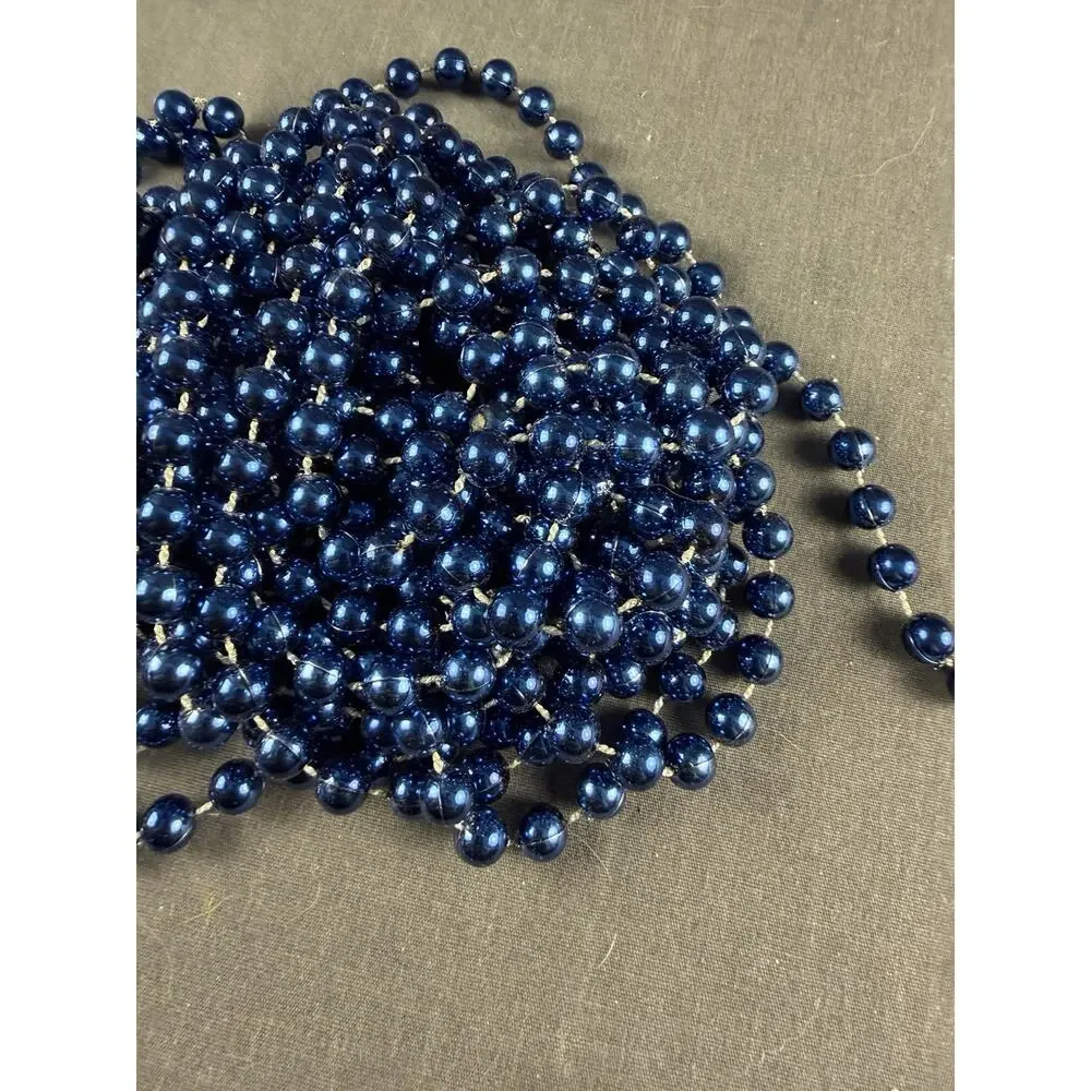 2 Strands Vintage Blue Bead Christmas Tree Garland 18 Feet Each/ 36 Total